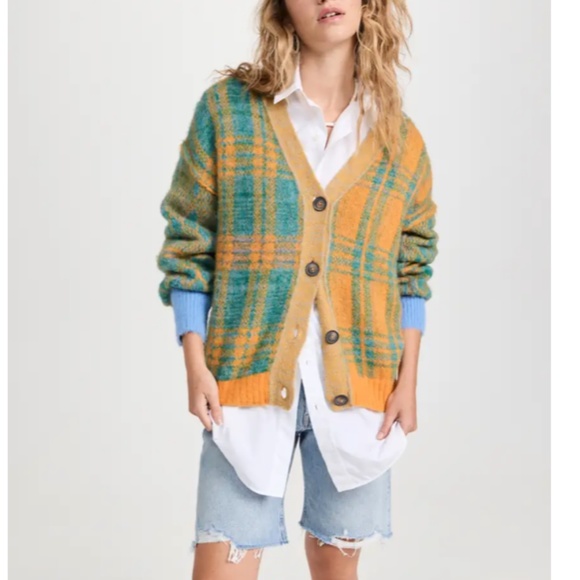 NWT Free People Sepia Cardigan Large Marigold Sky Combo - Picture 9 of 9